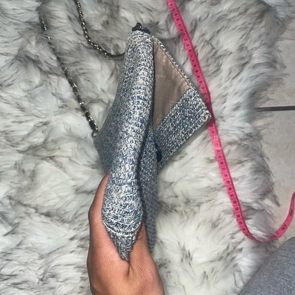 Vintage💙Blue woven crossbody bag with chain strap flap bag vintage bag y2k bag - Picture 11 of 14